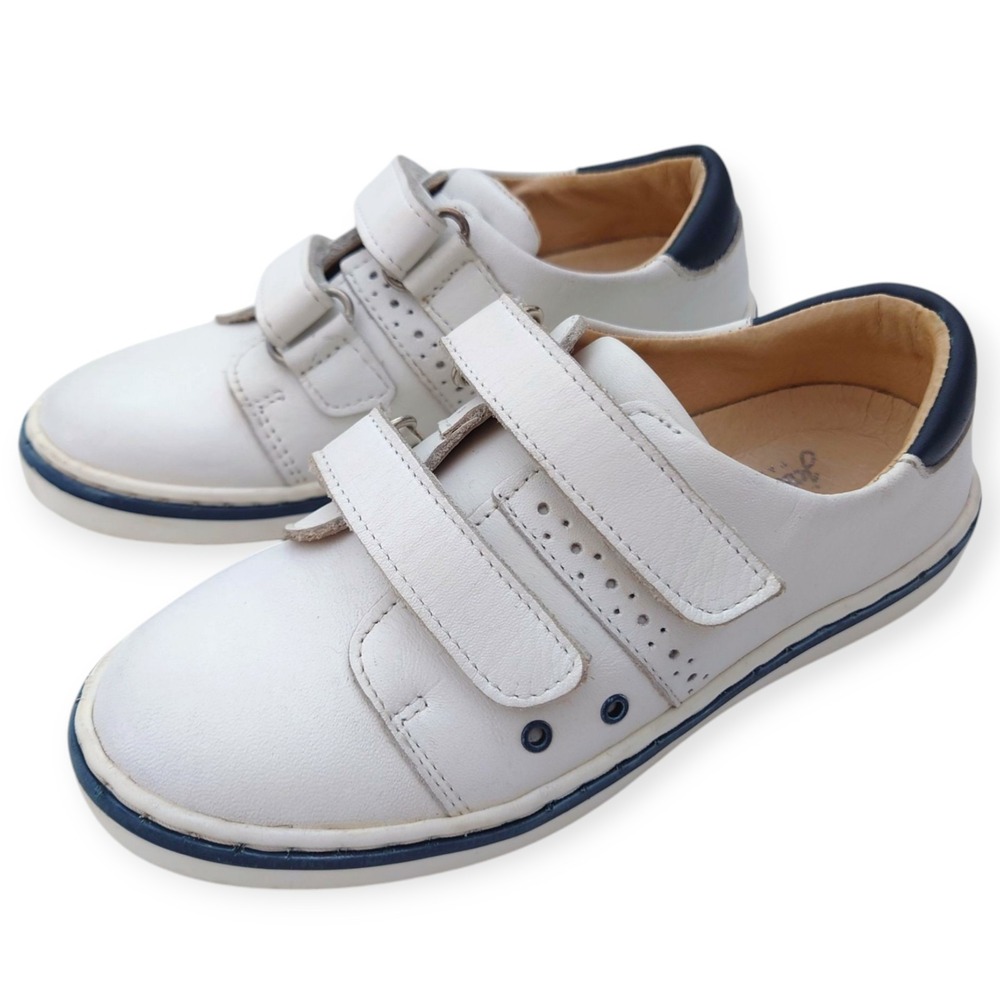 Jacadi Paris Shoes Kids Hook-and-Loop White Leather Size Eur 31 US 13 Sneakers
